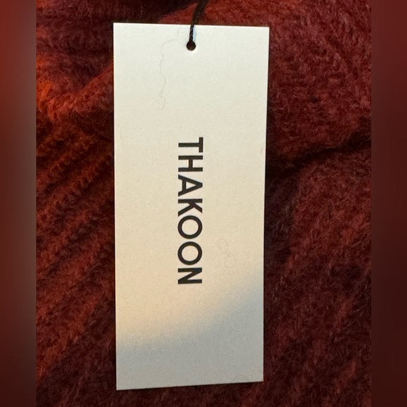 NWT Thakoon Cropped Ribbed Turtleneck Sweater in Burgundy Size Large - Picture 8 of 9